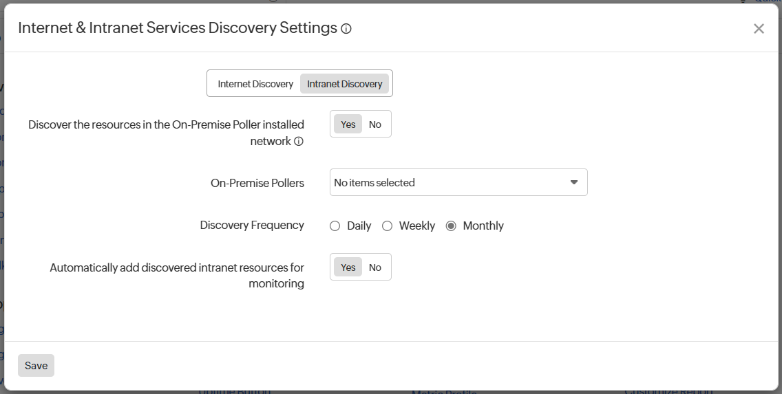 Discover Intranet Settings