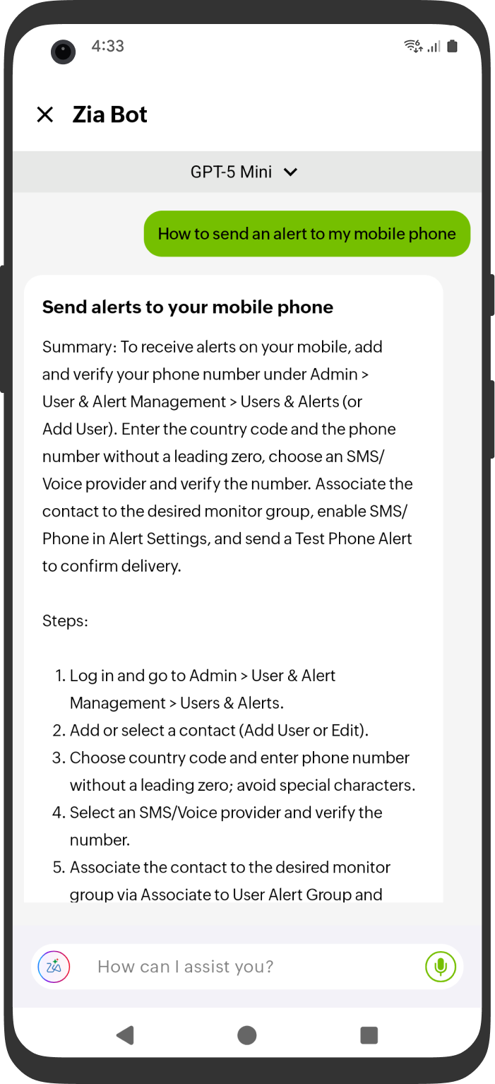 Android Zia query screen Android Zia query screen
