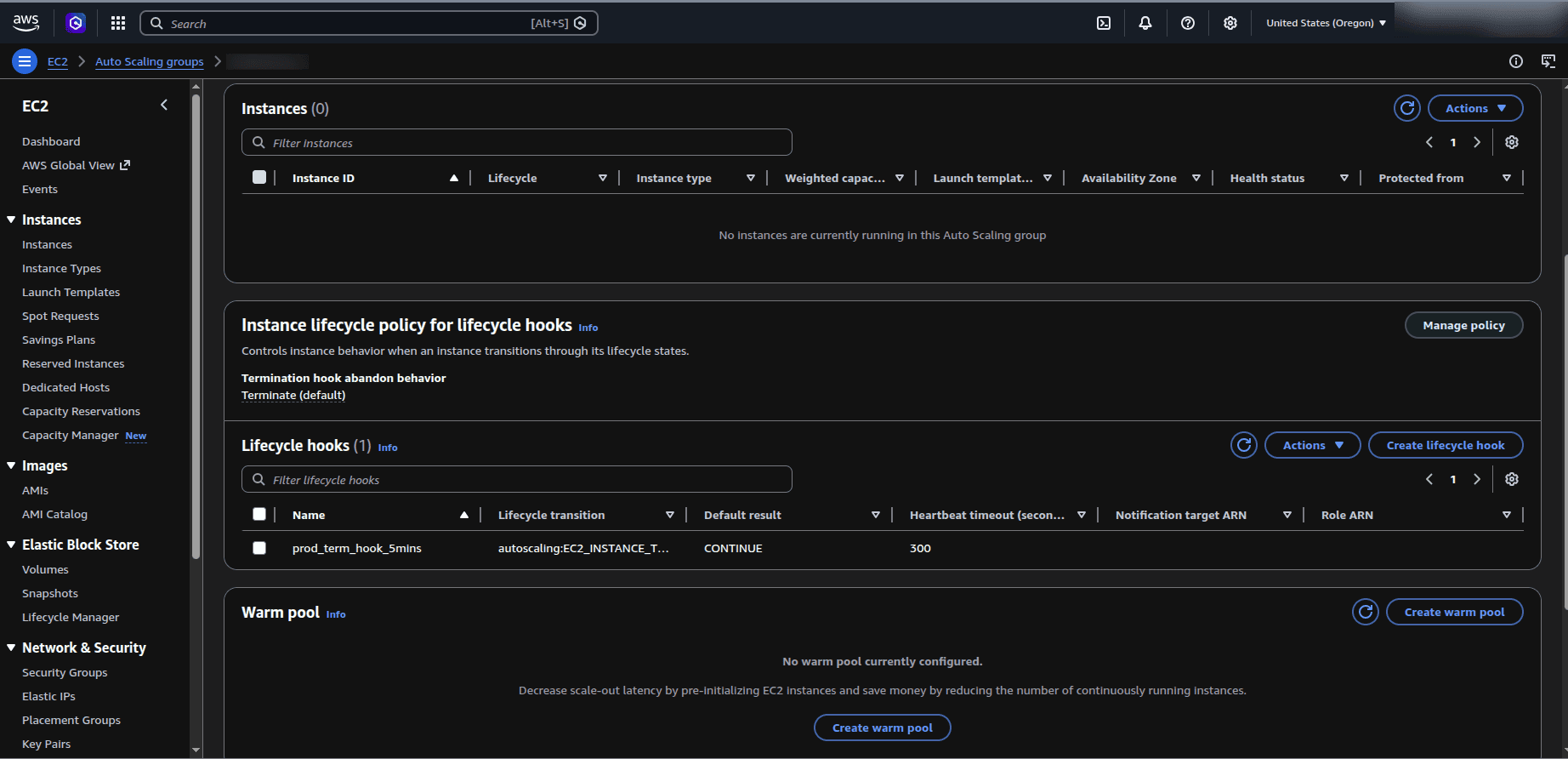 aws termination settings view