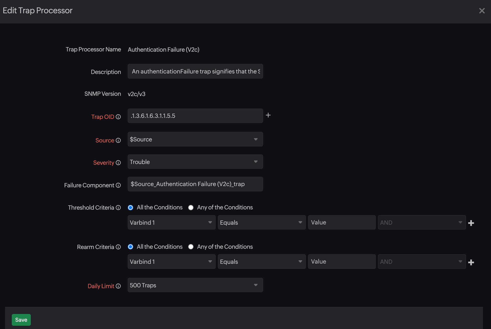 Edit trap processor