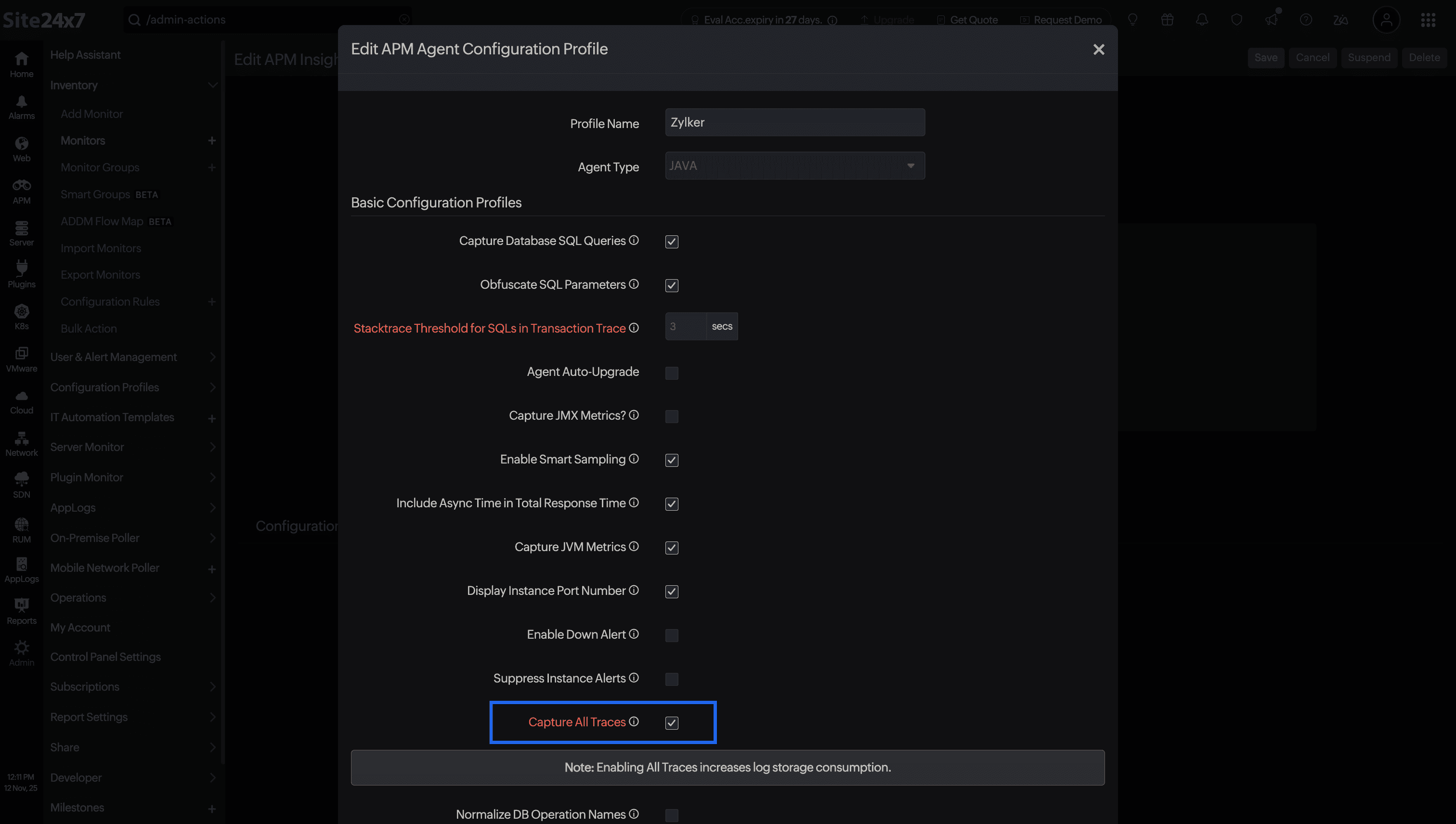 Capture All Traces button Capture All Traces button
