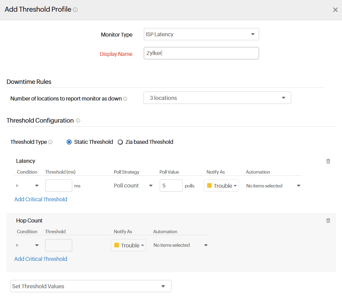 ISP Latency - Static Threshold