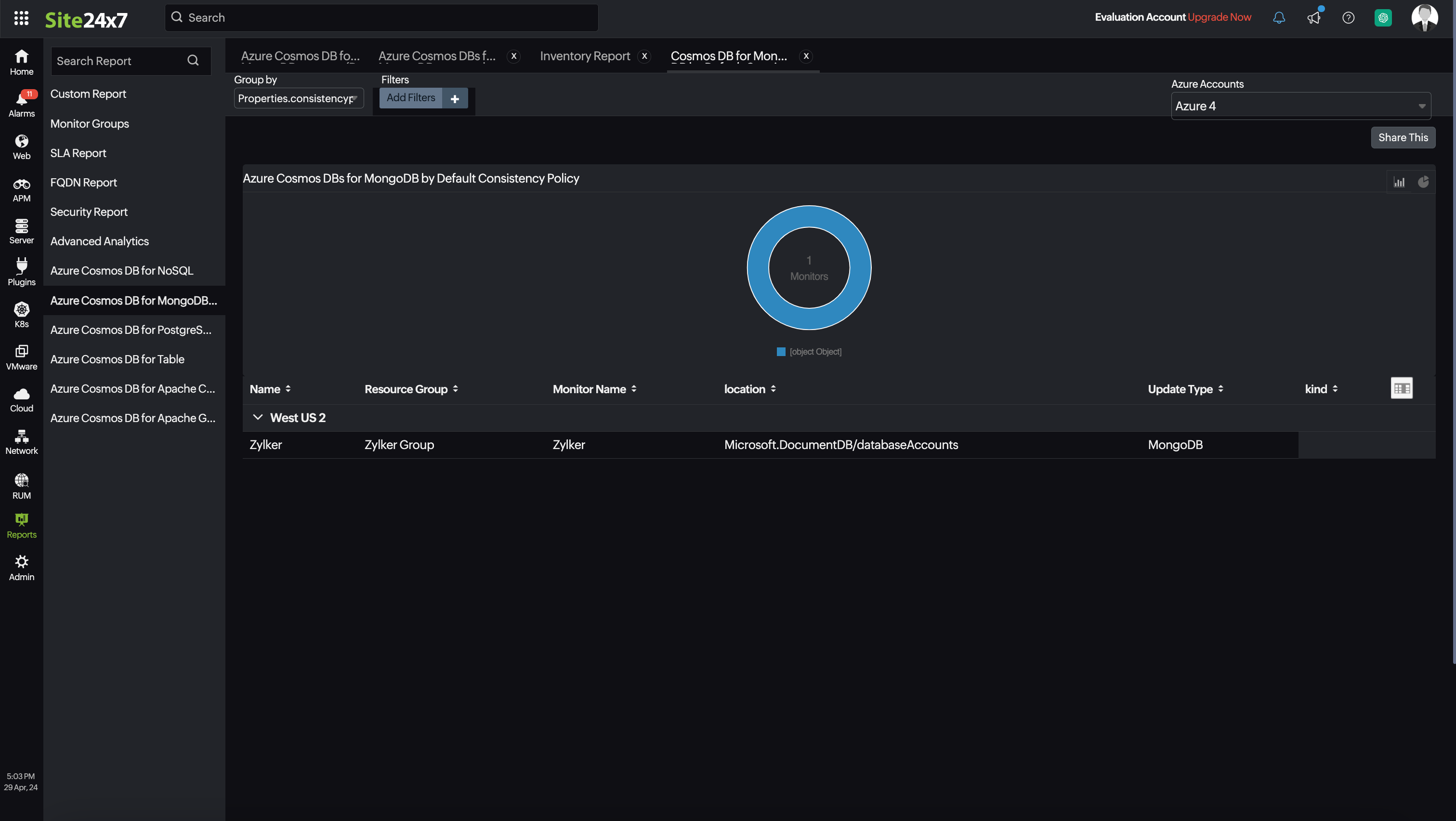 CosmosDB for MongoDB Report CosmosDB for MongoDB Report