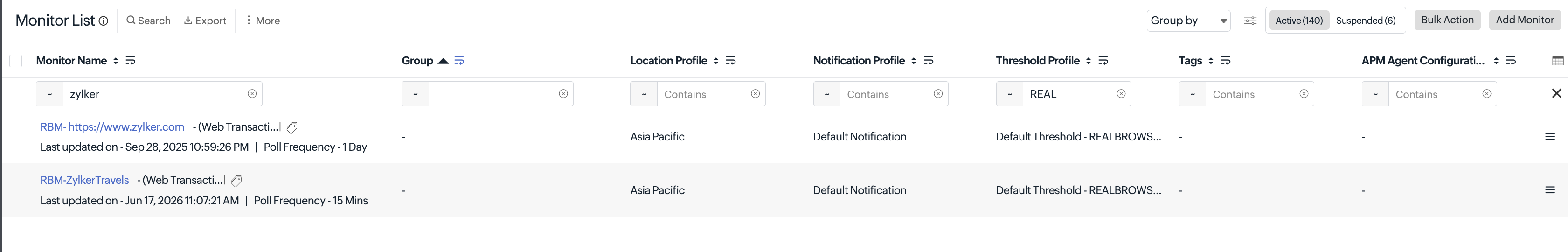 Real browser monitor list