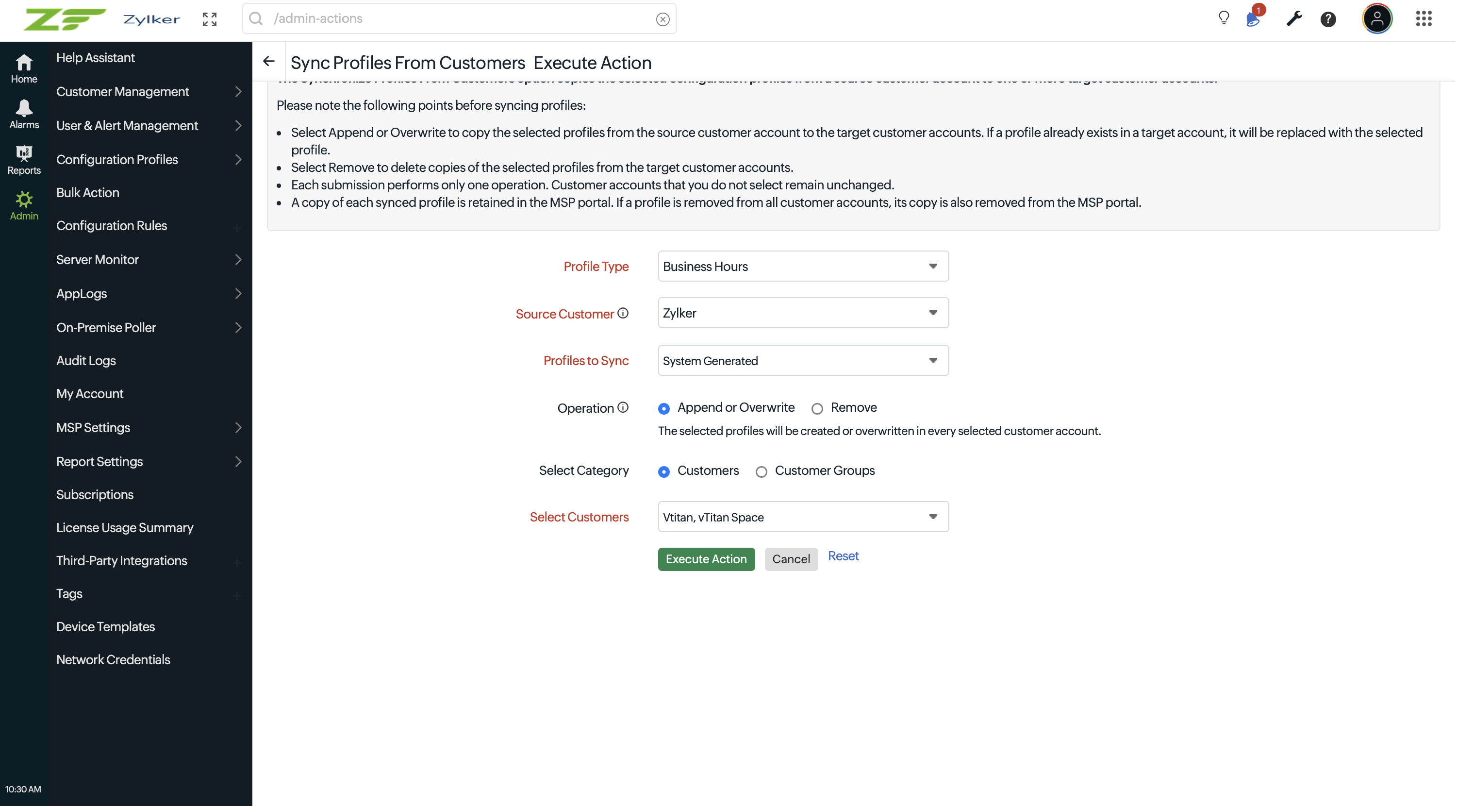 Sync Profiles from Customer