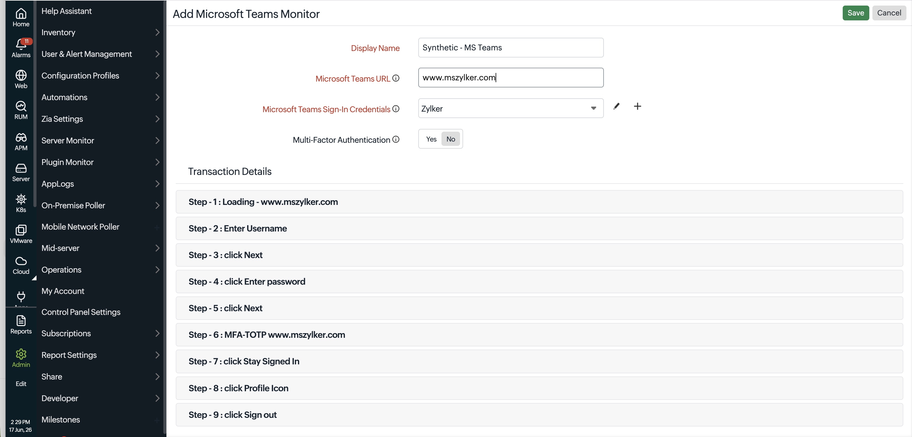 SaaS Transaction Details