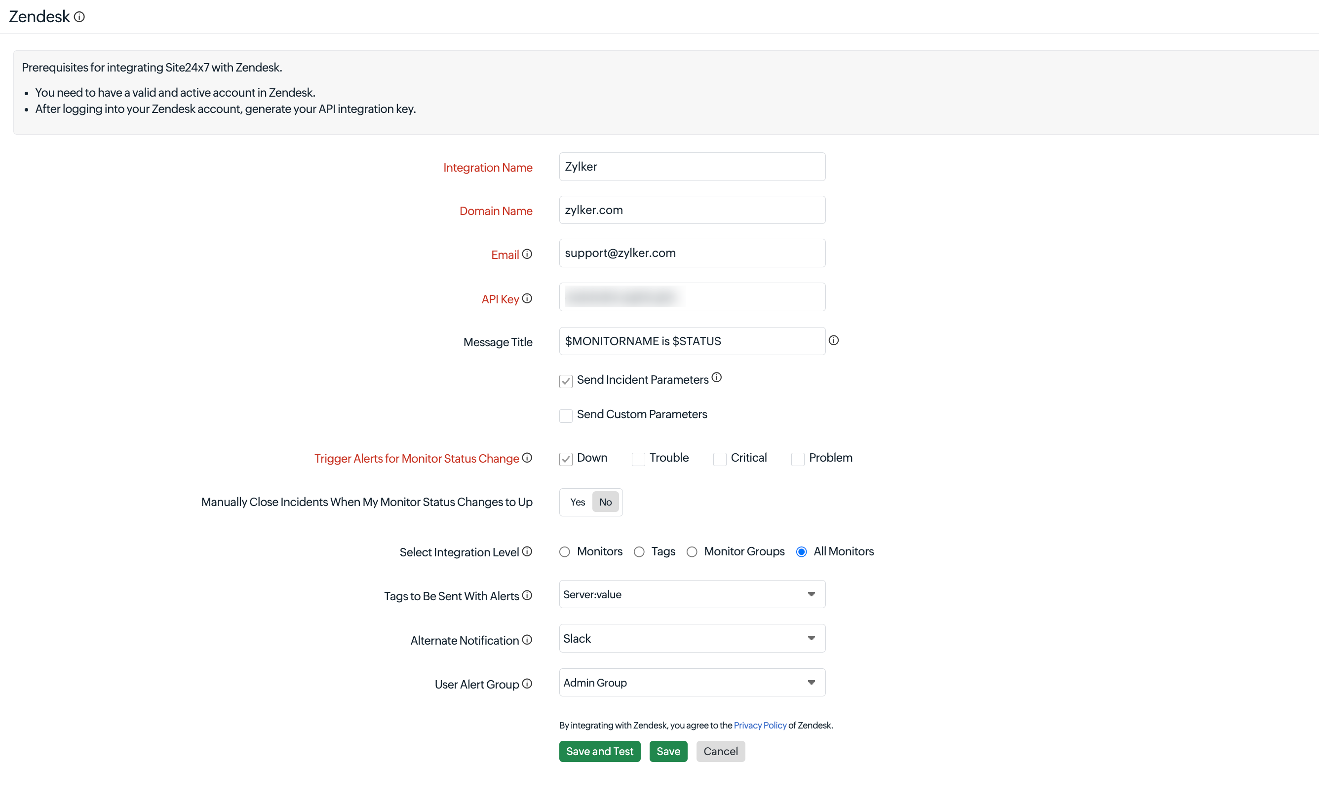 Zendesk integration