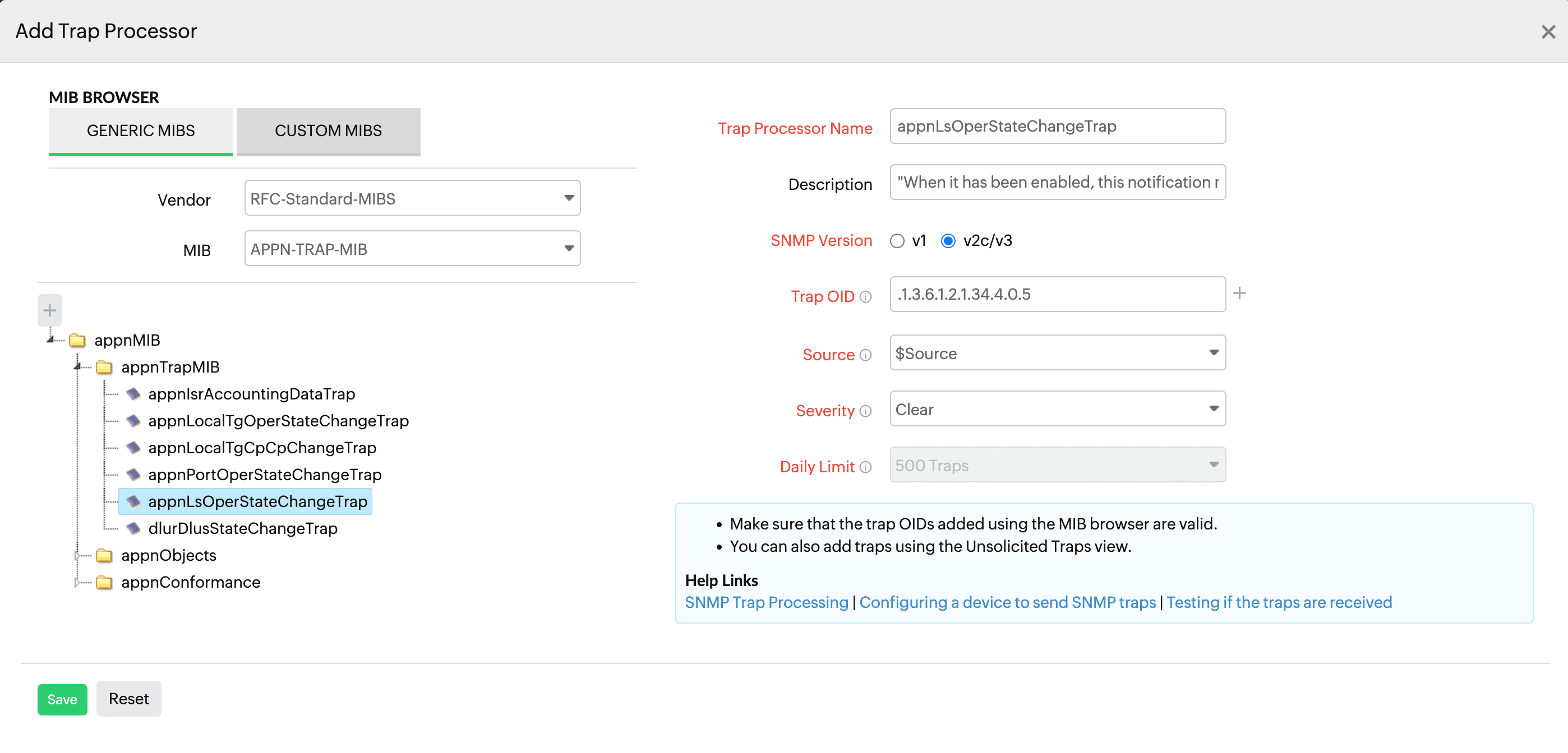 Setting threshold and rearm criteria